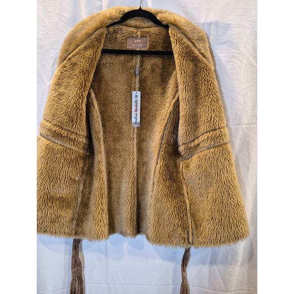 Per Una Womens Boho Faux Suede and Fur Belted Gilet Vest Waistcoat Jacket Medium - Picture 4 of 7